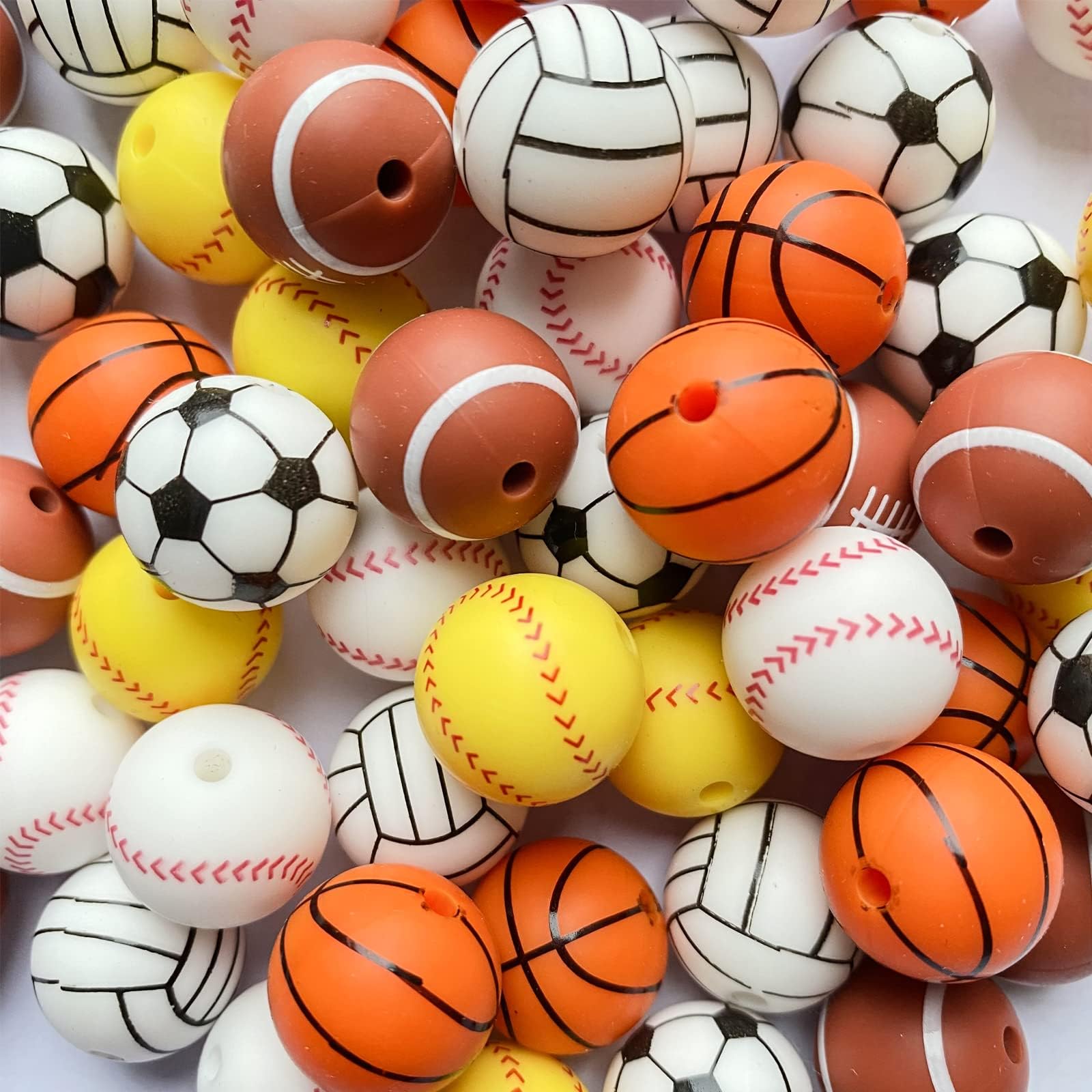 CCOZN 300 Pcs Sports Ball Beads for Jewelry Making, Sports
