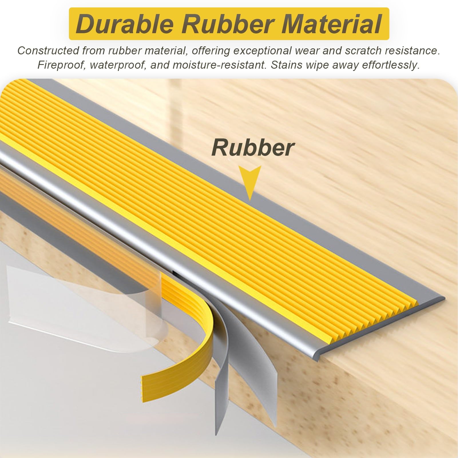 Perfil de Transición para Suelo Protector de Borde de Escalera de Goma Autoadhesivo, Antideslizante, Impermeable, Cinta Protectora para Escalones de Interior y Exterior(Green,W10cm H4cm L8m)