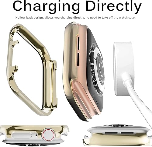 Miniatura 5 de Miimall Funda metálica compatible con Apple Watch de 1.496 pulgadas, protector de pantalla de vidrio templado, sensible al tacto, antiarañazos, a