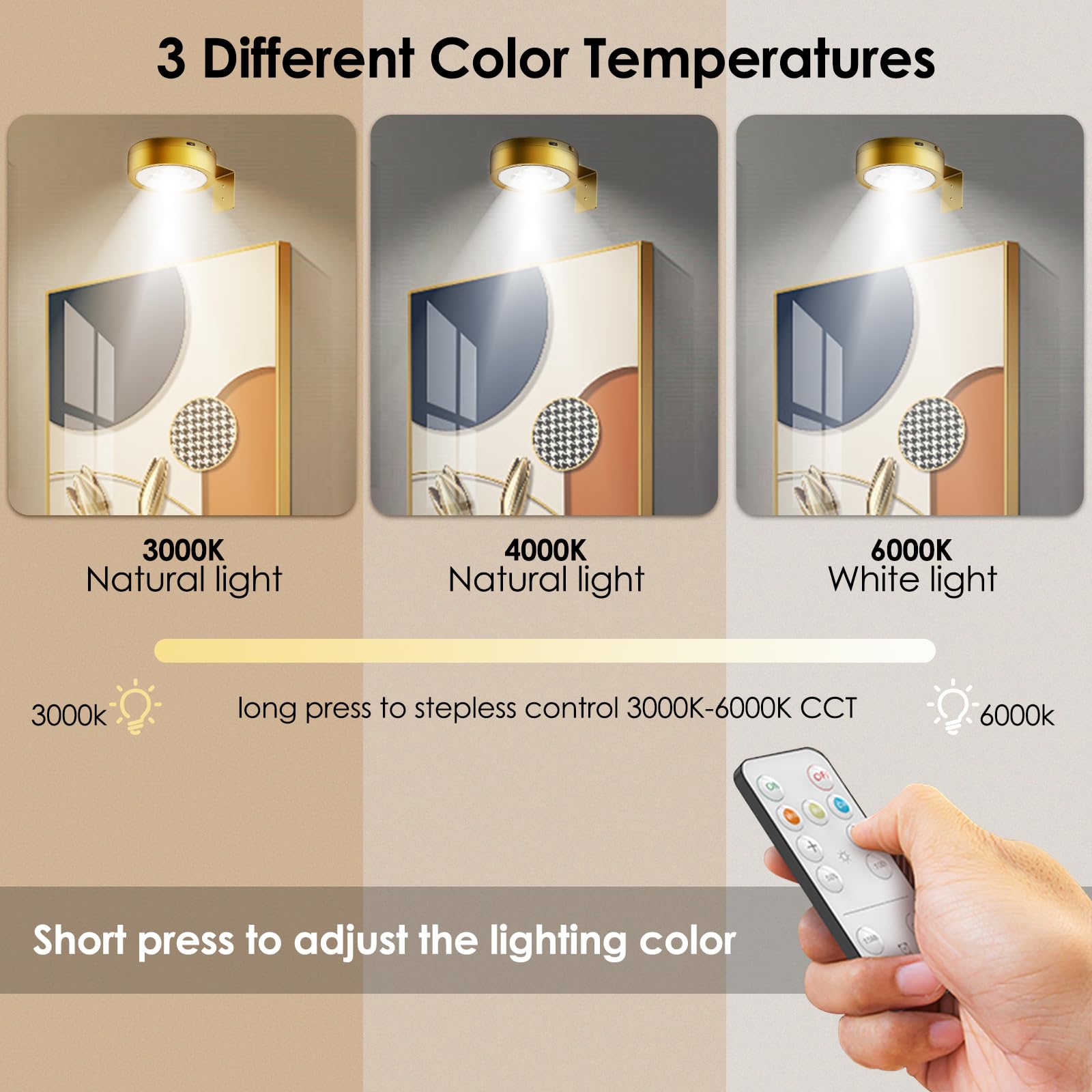 Illuminazione Gallerie Timer Luce Per Quadri Senza Fili Ricaricabile - 33 Cm, Telecomando, 3 Modalità, Timer, Per Gallerie E Casa Luce Parete Wireless