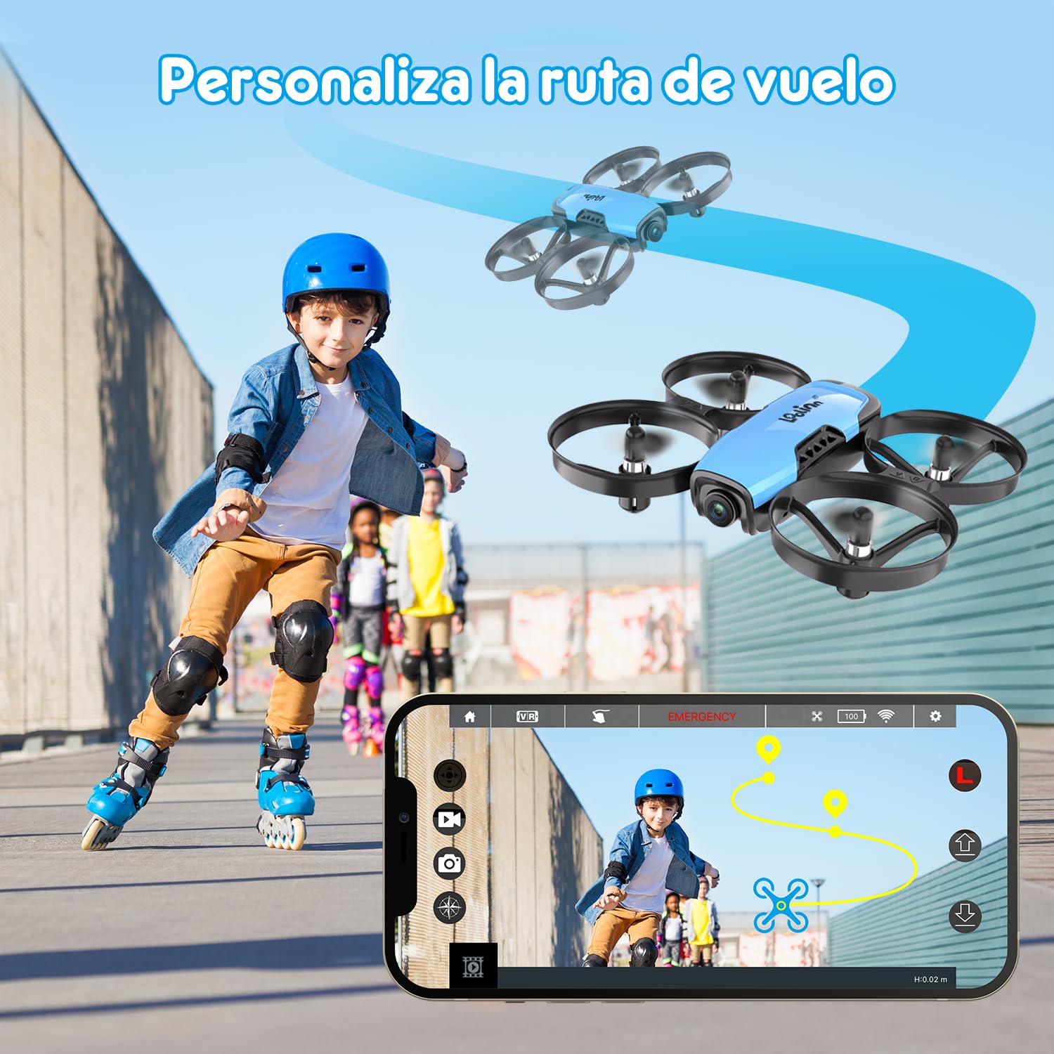 Loolinn | Drones para Niños con Camara Ajustable (8+), Mini Dron con Fotos y Videos, Incluye Dos Baterias, Seguro Para Volar, Fácil De Volar, Certificación Aprobada C0 (Idea para Regalo)