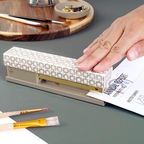 Miniatura 5 de Swingline Engrapadora de Leah Bisch, capacidad para 20 hojas, tira completa, azulejos color tostado, diseño de moda colorido (S700035)