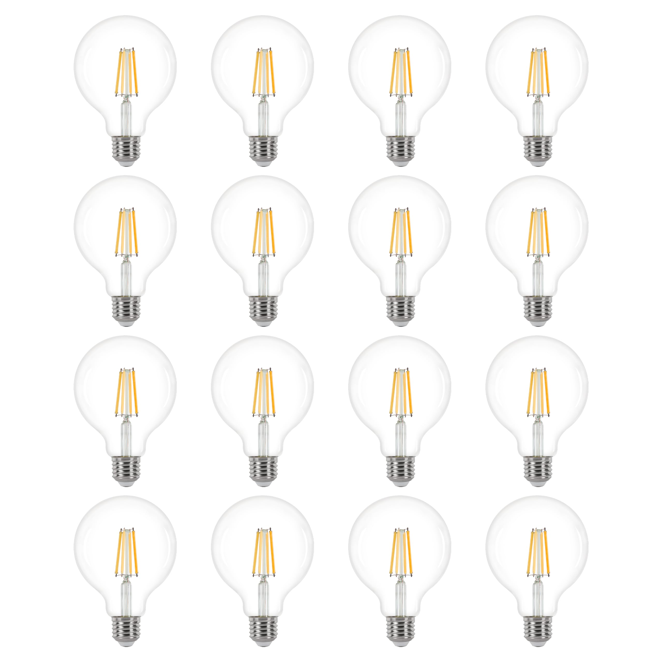 LEXMAN - 16er-Set LED-Lampen - 16 x LED Glühbirnen E27-1055 LM - 4,9W entsprechend 75W - Ø 95 mm - 2700K - Warmweiß