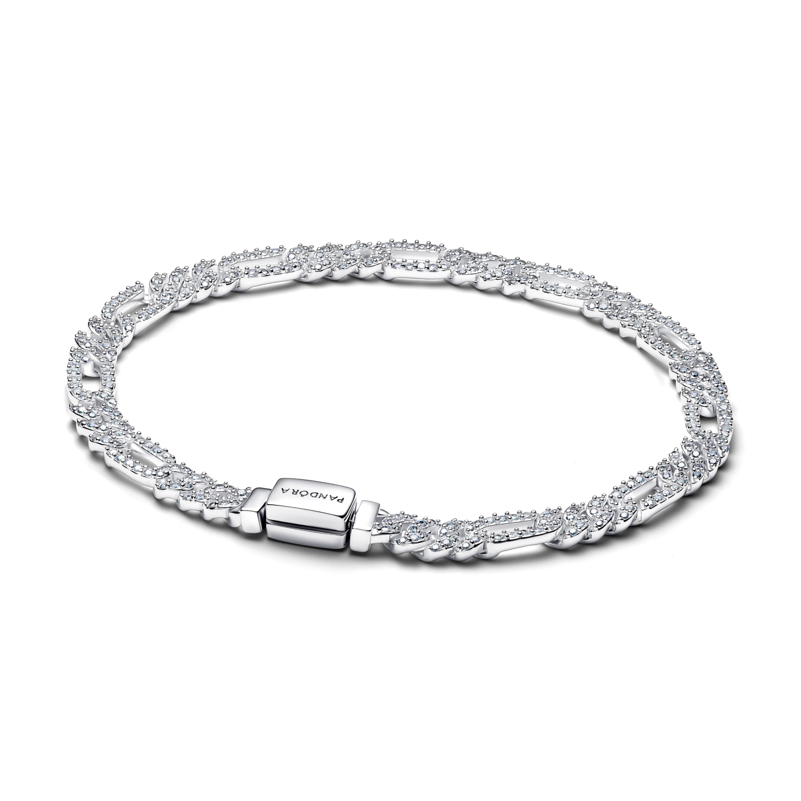 PANDORA Bracciale da donna in argento ovale con zirconi 594227C01, 20 cm, Argento sterling, Zirconia cubica