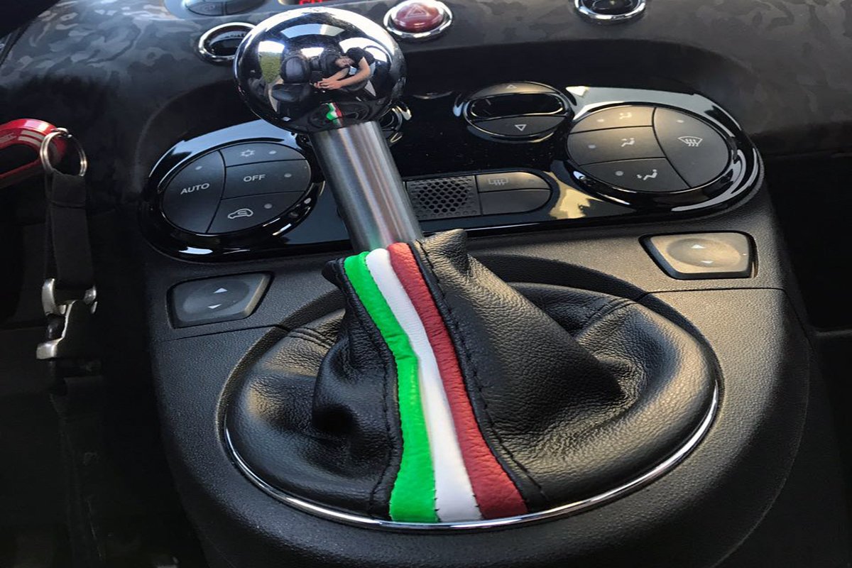 cuffia cambio vera pelle cuciture grigie + tricolore