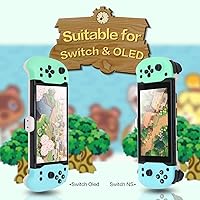 Vista 5 de ECHZOVE Upgrade Nintendo Switch OLED Controller Grip - Ergonomic Animal Crossing Style Controller with Joystick, NFC, Turbo, Six-Axis Gyro, Dual