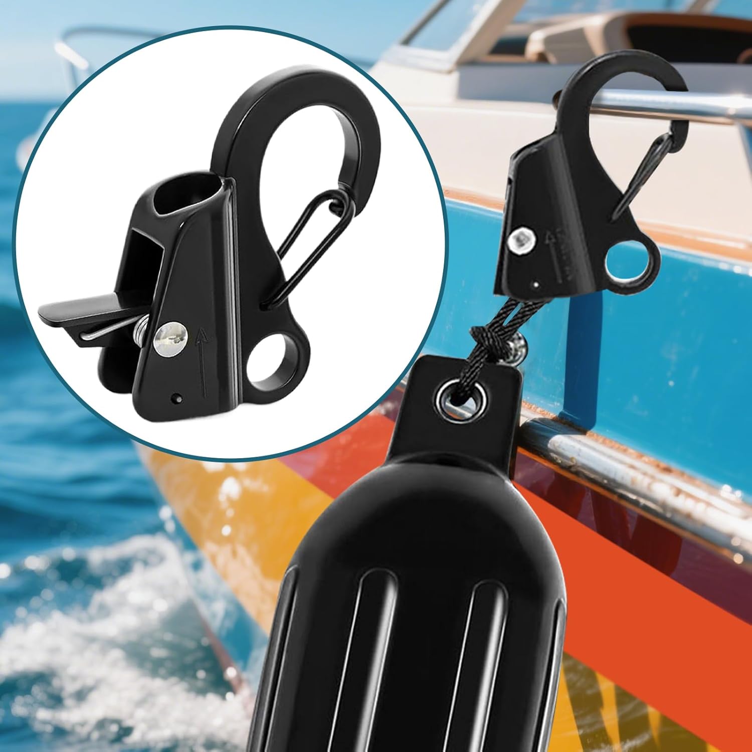 Sliding Anchor Hook Anchor System Quick Release Stainless Steel Adjustable Clips for Kayaks Fishing Camping Navigation