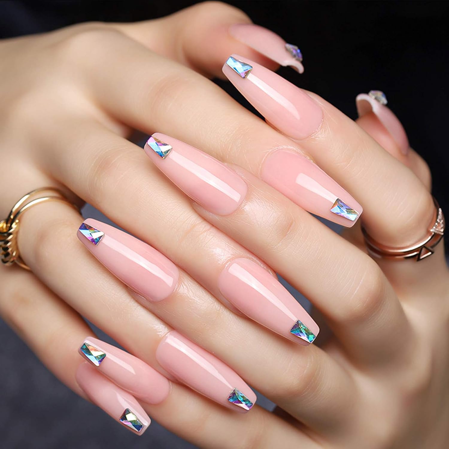 200PCS Black Coffin Acrylic False Nail Tips with Nail Cutter, Nail Tips Glue - Pure Color Long Ballerina Acrylic Nail Set Full Cover Long Stiletto Coffin Nail Tips