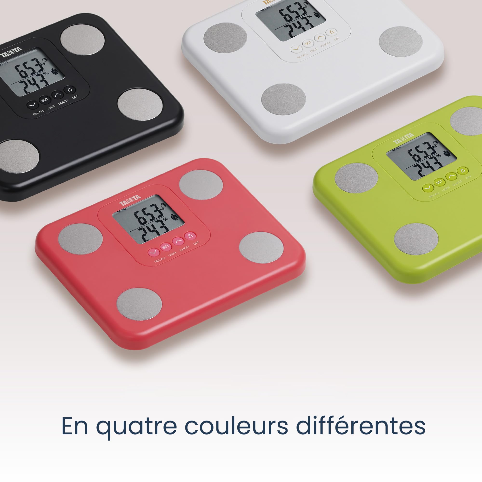 TANITA BC-730 Moniteur de Composition Corporelle Léger et Compact avec Housse de Voyage, Balayage Interne, Affichage Facile à Lire, 9 Mesures – Noir