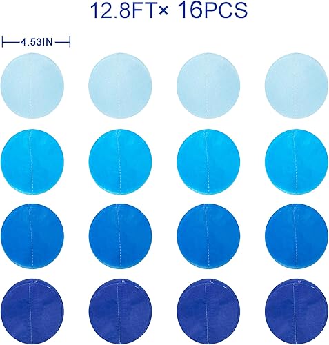 Miniatura 2 de Decoraciones de fiesta azules de 205 pies, color azul marino degradado, telón de fondo de lunares, guirnalda colgante de lunares para cumpleaños,