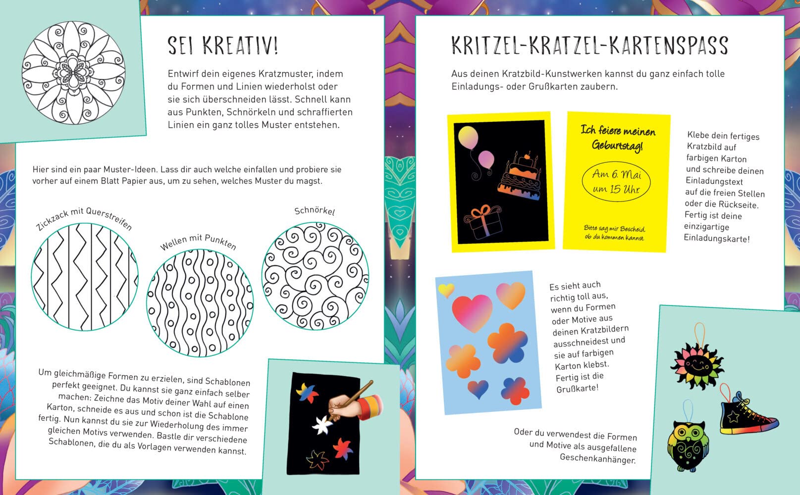 Magische Galaxien - Kritzel-Kratzel-Buch für Kinder ab 7 Jahren: 12 Kratzmotive mit tollen Farbeffekten. Mit Bambus-Stick