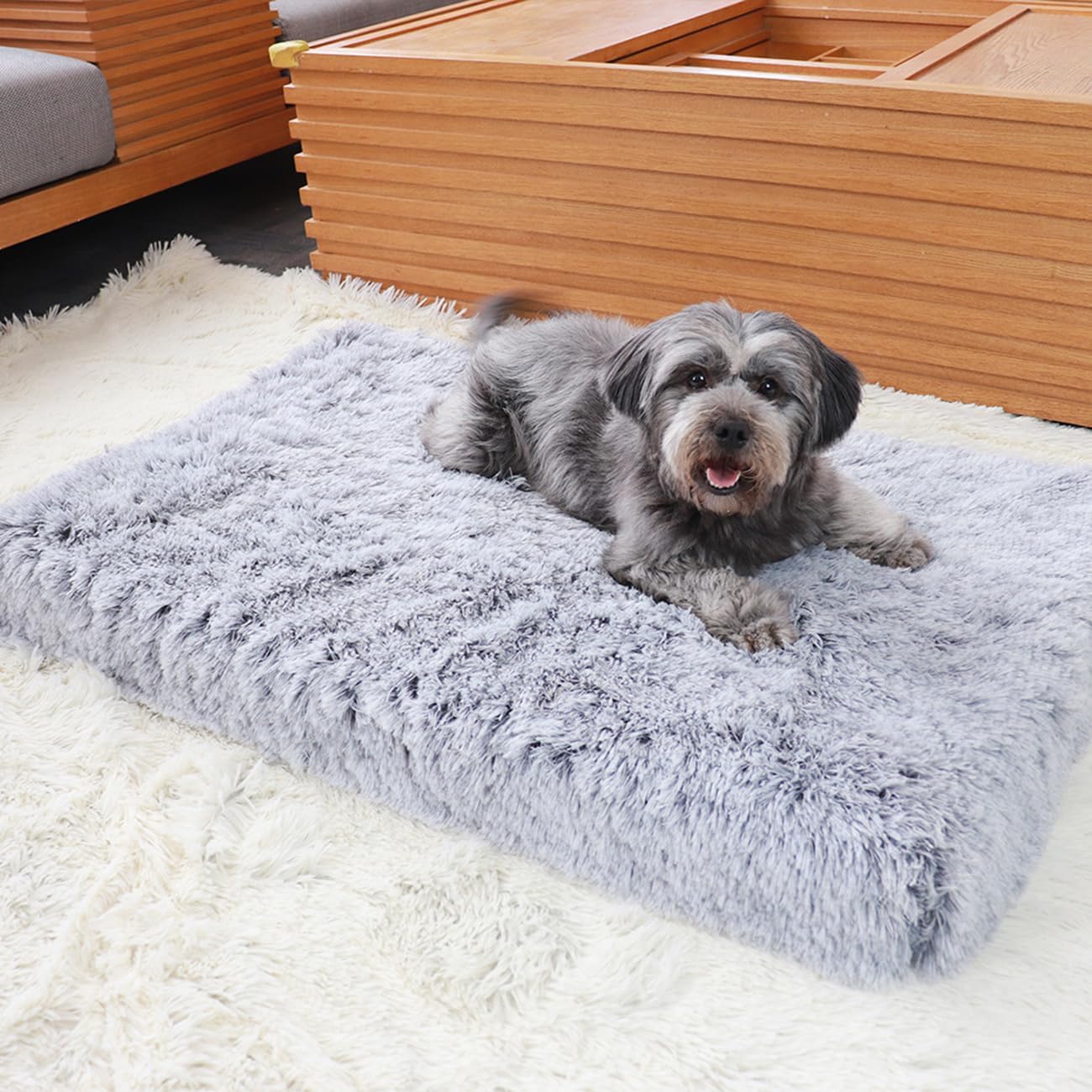 Dog Bed Covers Replacement Washable for Medium Large Dogs Beds External Covers ONLY Cover DIY Dogs Cushion Dog Crate Bed Cover for Rectangular Foam Bed Pet Bed Mat Case,Greyish White,XXL