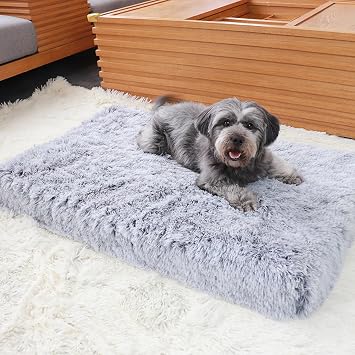 Replacement Dog Bed Covers Washable Covers for Medium Large Dogs Beds External ONLY Cover DIY Dogs Cushion Dog Crate Bed Cover for Rectangular Foam Bed Pet Bed Mat Case,Greyish White,XXL