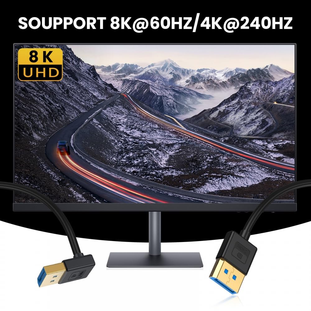 Cavo DisplayPort Angolato 90° - 4K 60Hz Per Monitor E PC - 2 Metri Argentato - Foto 7