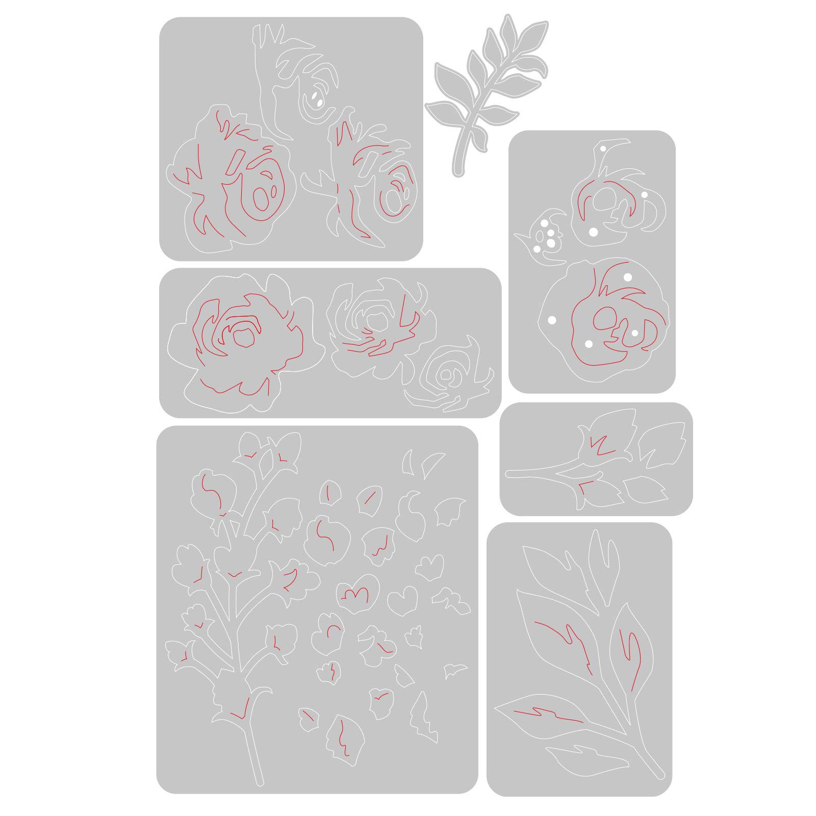Sizzix 665083 Fustelle Thinlits #2 Strati Floreali Di Jen Long - Set Da 7 Pezzi Per Big Shot, Carte E Scrapbooking
