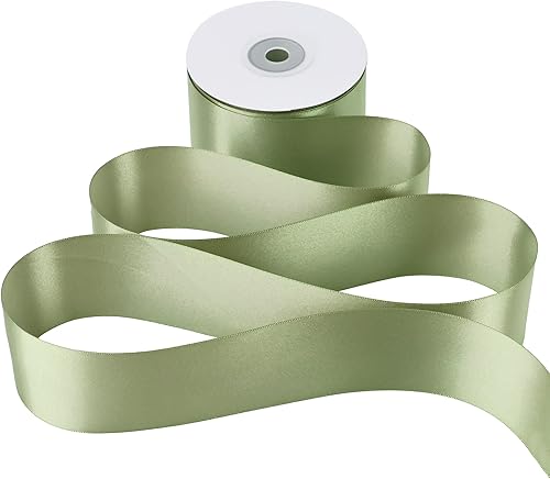Miniatura 7 de MEEDEE Cinta de satén de musgo primaveral de 2 pulgadas, cinta de satén de doble cara Lux de 25 yardas, cinta de satén de seda para envoltura de