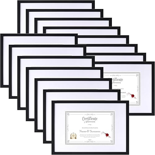 Portarretratos de 8.5 x 11 pulgadas, color negro, paquete de 15 unidades, certificado de 8.5 x 11 pulgadas con paspartú o imagen de 11 x 14 pulgadas