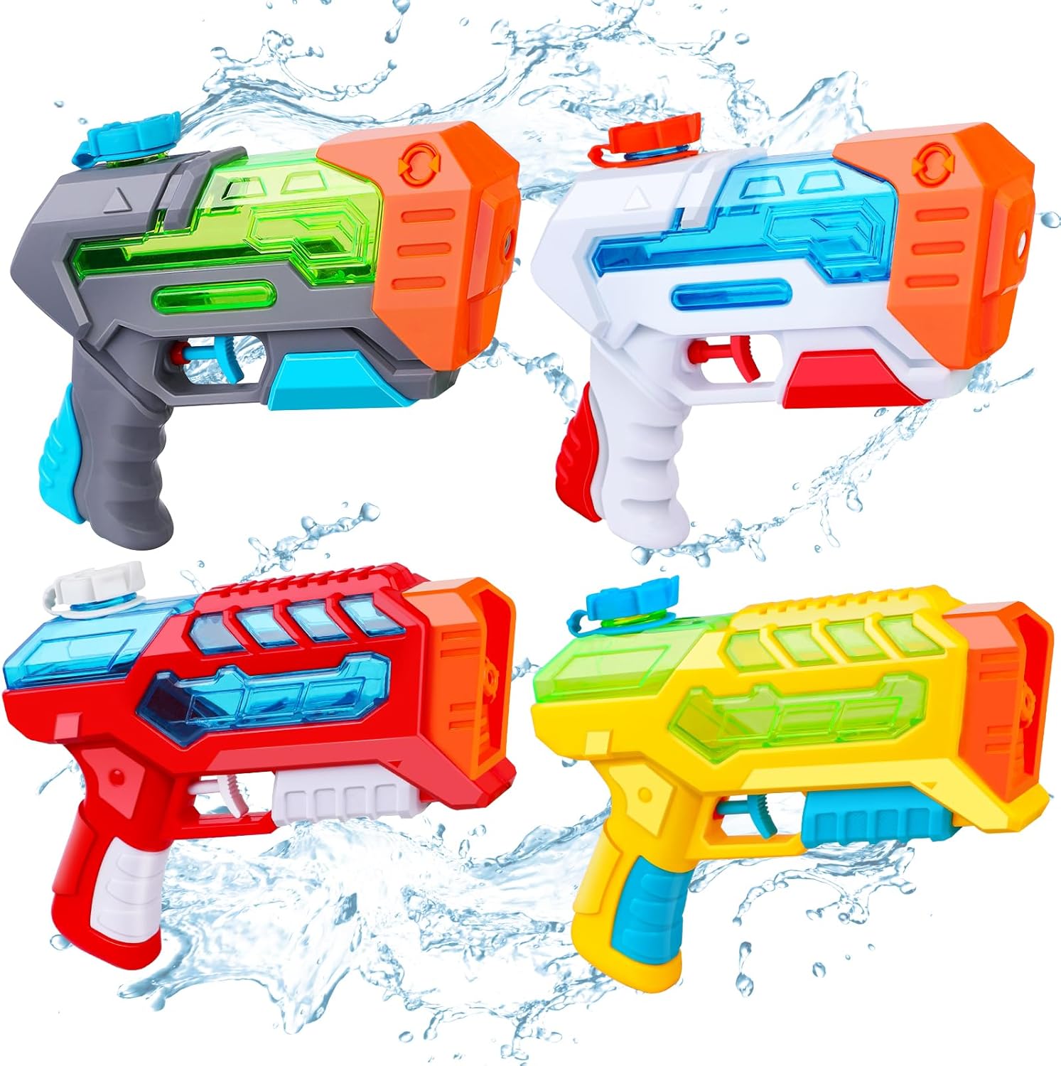 4 Packs Water Gun for Kids - Soaker Squirt Water Guns with High Capacity Long Shooting Range, Super Watergun Blaster Pool Toys Perfect for Children, Teens and Adults Summer Fun