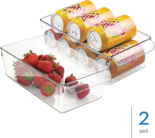 Miniatura 2 de iDesign - Cubo de almacenamiento para nevera con asa, bandeja para nevera para carnes y quesos, juego de 2 unidades, transparente