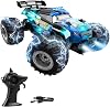 Solira Store - 1:18 Ölçek 2.4GHz Uzaktan Kumandalı RC Off Road Drift Araba 15 Km/h Hızlı Şarjlı LED Işıklı Amortisörlü 1200 mAh Batarya 45 dk Sürüş Süresi (Mavi)