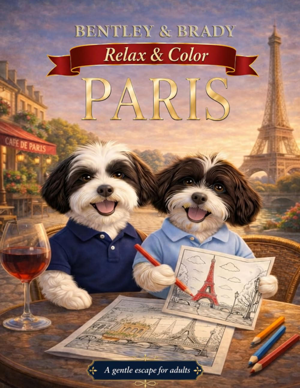 Bentley & Brady Relax and Color Paris: A Paris Coloring Book for Adults Featuring Landmarks, Cafés and Relaxing Street Scenes