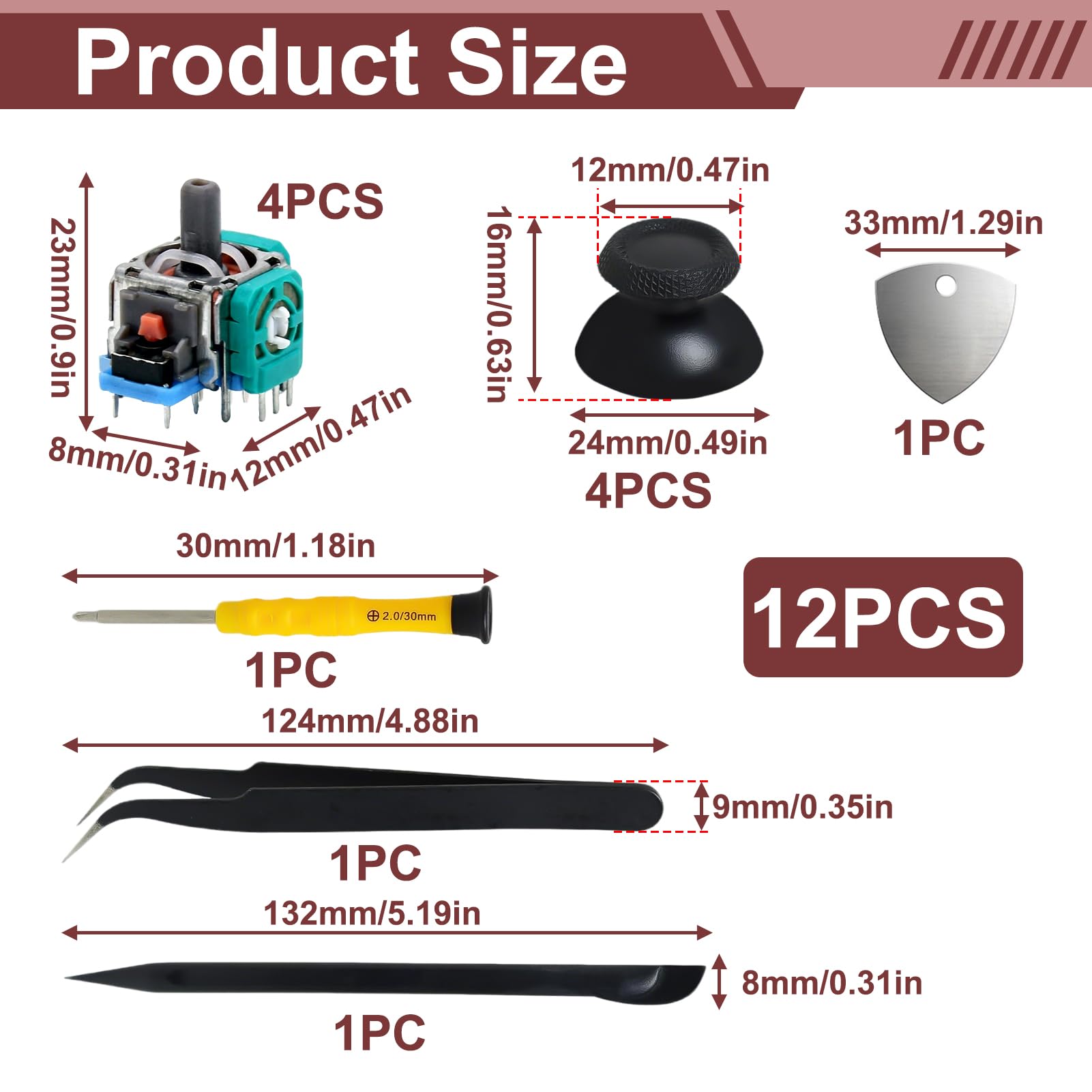 4 Pièces Joysticks pour Manette Xbox One S X et Series S X, Joysticks de Remplacement Analogique pour Manette PS4, Module Joystick 3D EL4 10KΩ avec Potentiomètre, Kit Réparation Anti Drift avec Outils - 3