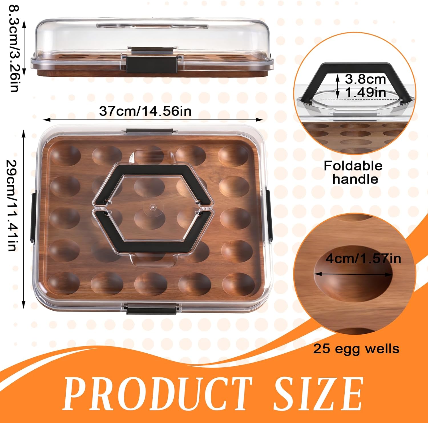 Deviled Egg Platter with Lid(25 Eggs), Square Wooden Deviled Egg Tray for Party, Holiday & Gathering, Reversible Easter Deviled Egg Plate Charcuterie Board for Kitchen Countertop, Gift Box Packaging