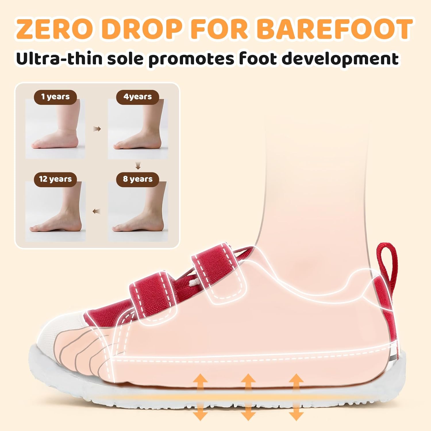 STQ Toddler Wide Toe Box Shoe Girl Boy Barefoot Hook and Loops Non-Slip Walking Baby Sneakers - Image 4