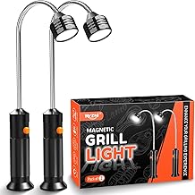 Father's Day Gifts for Dad Unique: 2 Pack Magnetic Grill Light BBQ Grilling Accessories with 8.3" Extended Gooseneck - Bright LED Smoker Tools - Mens Brithday Gifts Ideas for Husband Boyfriend