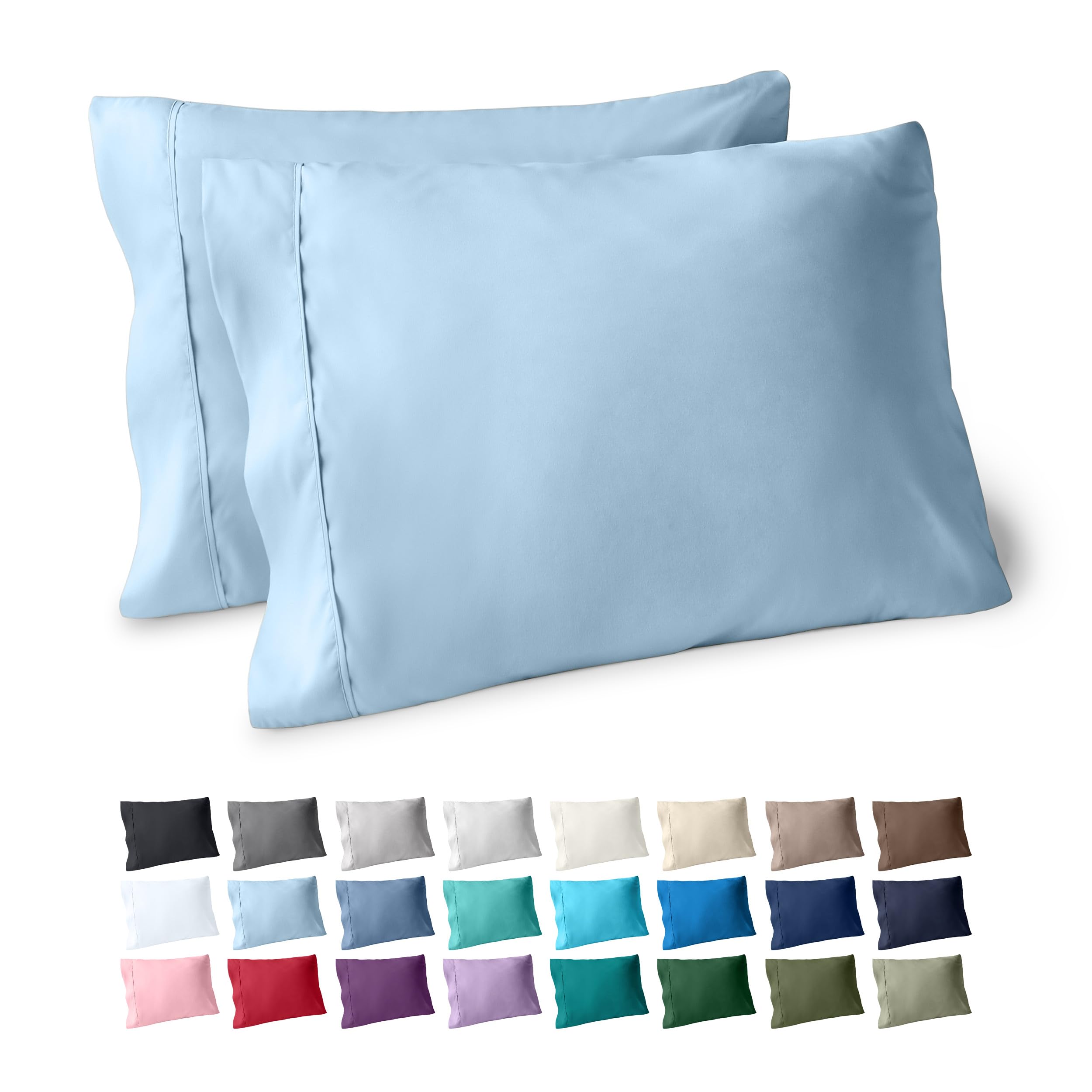 Bare Home Pillowcases Open End (King Set of 2, Light Blue)