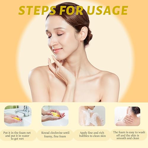 Miniatura 6 de Paquete de 3 barras de jabón de cúrcuma para limpiador facial y corporal, jabón de cúrcuma orgánico, piel suave e hidratante, jabón tumérico