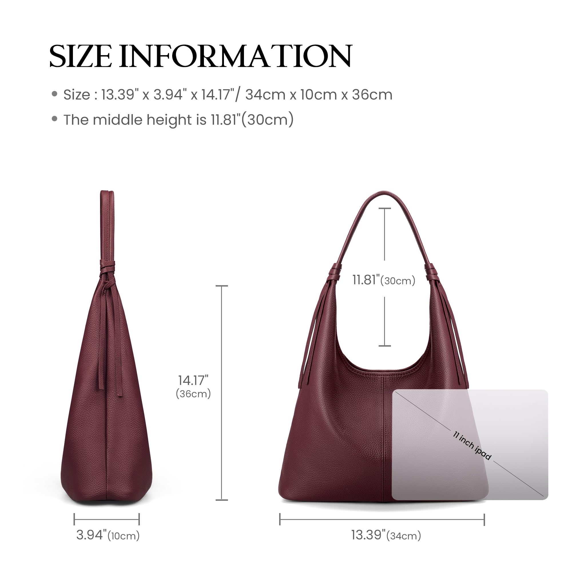 befen Bolsos Hobo de Piel Auténtica para Mujer, Bolso de Mano y Hombro de Primera Calidad con Lazo de Borlas