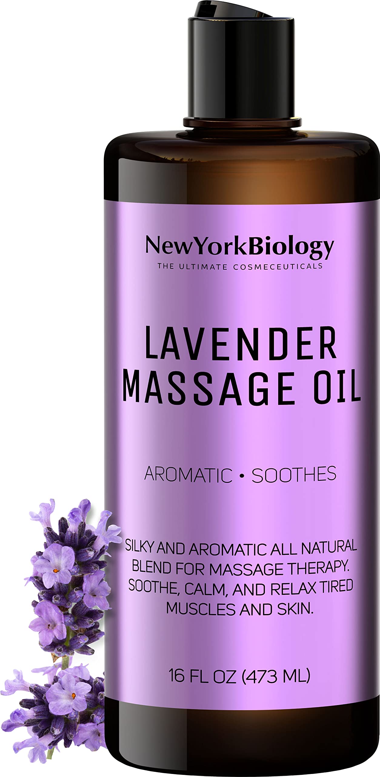 New York Biology Muscle Therapy Massage Oil 8 Fl Oz – Made with 100% Natural Oils – Sensual Body Oil for Massage Therapy, Muscle Relaxation and Deep Tissue