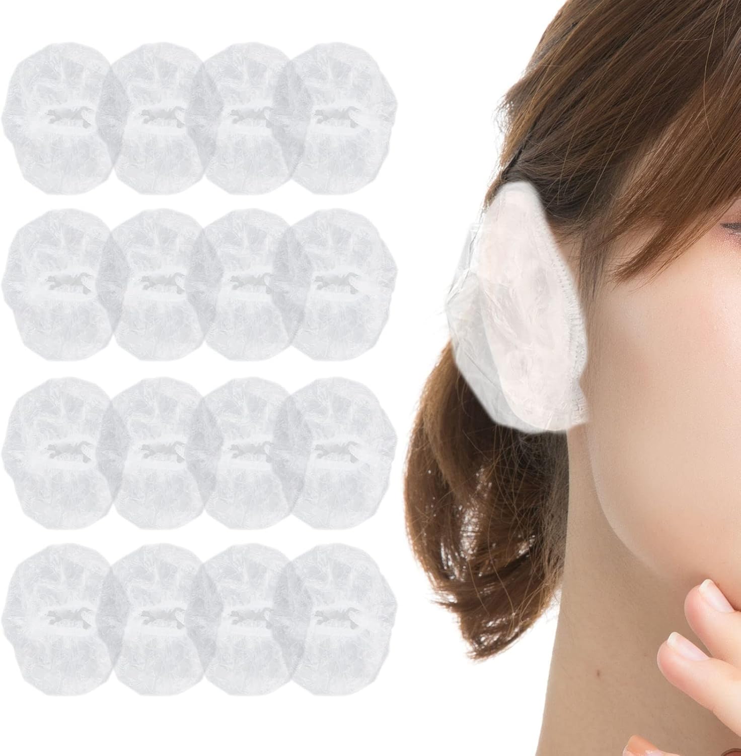 100 Pack Disposable Ear Covers for Shower, Waterproof Ear Covers