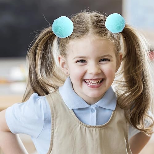 Miniatura 3 de 16 lazos para el pelo con pompones para niñas, suaves y esponjosos, bandas para el pelo con pompones para niños pequeños