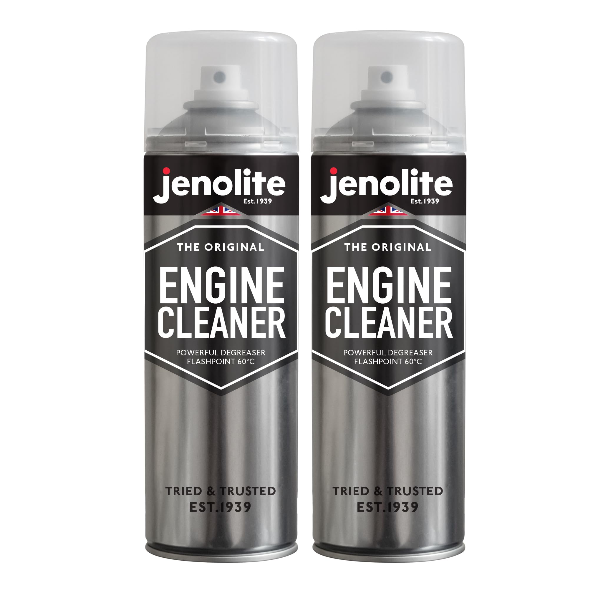 JENOLITE Detergente per motore in aerosol | Spray detergente e sgrassante per motore | 2 x 500 ml | Scioglie grasso, olio e sporcizia senza lasciare residui, non conduttivo e non corrosivo
