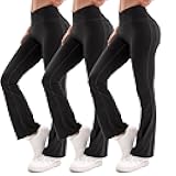 3 Packs Flare Leggings with Pockets for Women - Bootcut Yoga Pants, High Waisted Tummy Control Workout Running