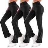 3 Packs Flare Leggings with Pockets for Women - Bootcut Yoga Pants&comma; High Waisted Tummy Control Workout Running