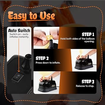 Balloon Pump Electric, Dual Nozzle Balloon Inflator Air Pump, Fast & Easy Inflation for Party Decorations, Birthday Decorations Lightweight, Portable Balloon Blower Machine