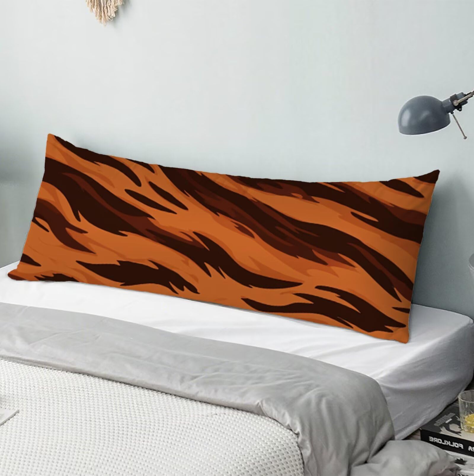 Brązowe poszewki na poduszki 60 x 180 cm poszewka na poduszkę z nadrukiem w panterkę poduszki łóżko miękki aksamit poprawić jakość snu, z niewidocznym zamkiem błyskawicznym poszewka na poduszkę