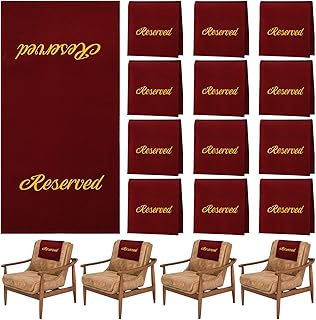 Tatuo 12 Pieces Reserved Seating Signs for Chairs 22 Inch Reserved Signs for Church Pews Cloth Placeholder for Restaurant Wedding Meeting and Event Parties(Burgundy and Gold)