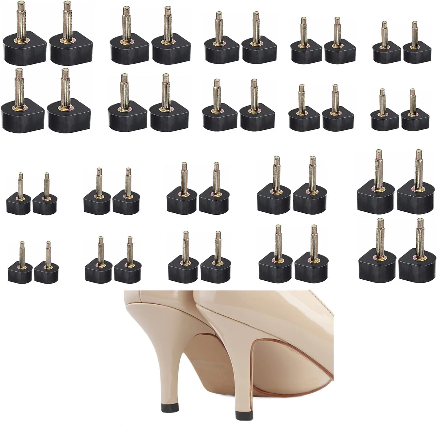20 Pairs High Heel Replacement Tips, Heel Caps for High Heels Repair Kit Dowels, Anti-Slip Heel Protectors for High Heel Boot and Stiletto