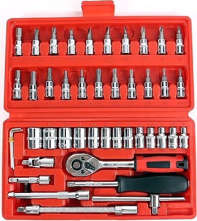 Mokshith 46 in 1 Pcs Tool Kit & Screwdriver and Socket Set Multi Purpose Combination Tool Case Precision Socket Set (01)