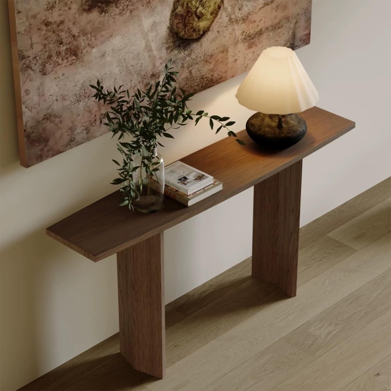 Mesa de consola de madera minimalista mesa estrecha recibidor para salon de 100cm