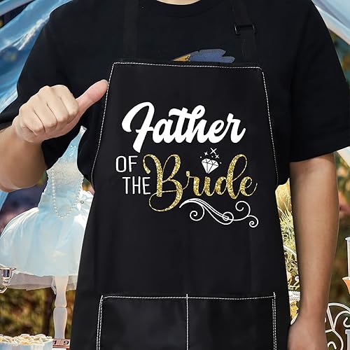 Miniatura 6 de WZMPA Delantal de boda con bolsillos para el padre de la novia, regalo de boda, delantal ajustable para papá y suegro