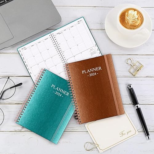 Miniatura 6 de Agenda 2024  Agenda semanal y mensual desde enero de 2024 a diciembre de 2024, 9 x 11 pulgadas, 12 pestañas mensuales, bolsillo interior, funda de