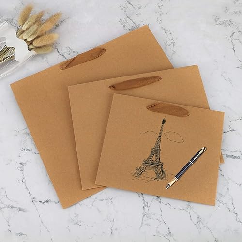 Miniatura 8 de EUSOAR Bolsas de papel de estraza para regalo, 55 unidades, 3 tamaños, reutilizables, resistentes, resistentes, resistentes, con asas, a granel,