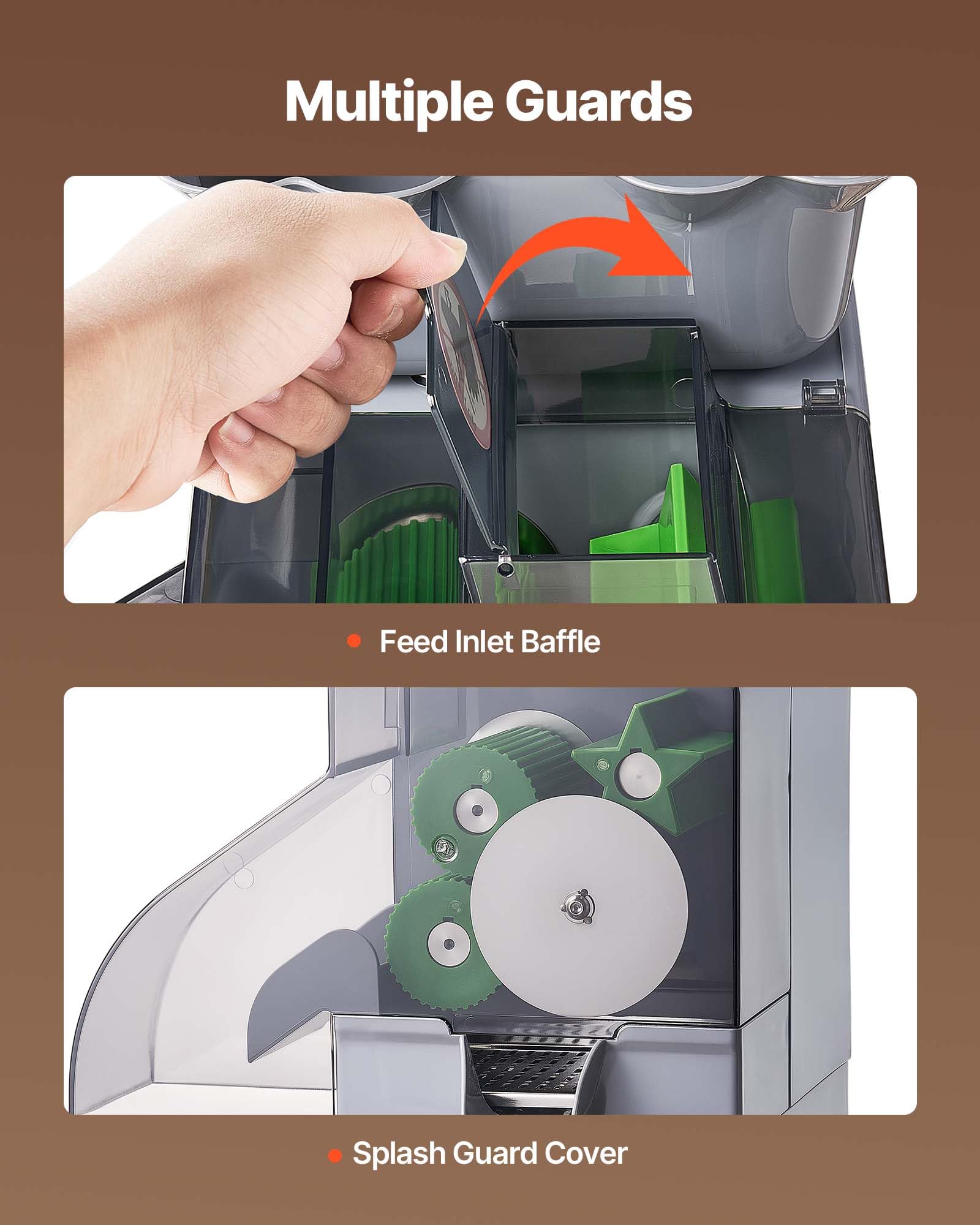 VEVOR Máquina Exprimidora de Naranjas Comercial 100 W de Acero Inoxidable, Con Tapa de policarbonato, Con Recipiente y Cesta de Fruta, 60 y 80 kg de Cítricos por Hora, Para Limones, Frutas Cítricas