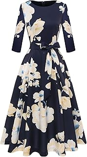 Cocktail Dresses for Women, Vintage Wedding Guest 3/4 Sleeves Formal Church Dress, Summer 2025 - Buy now