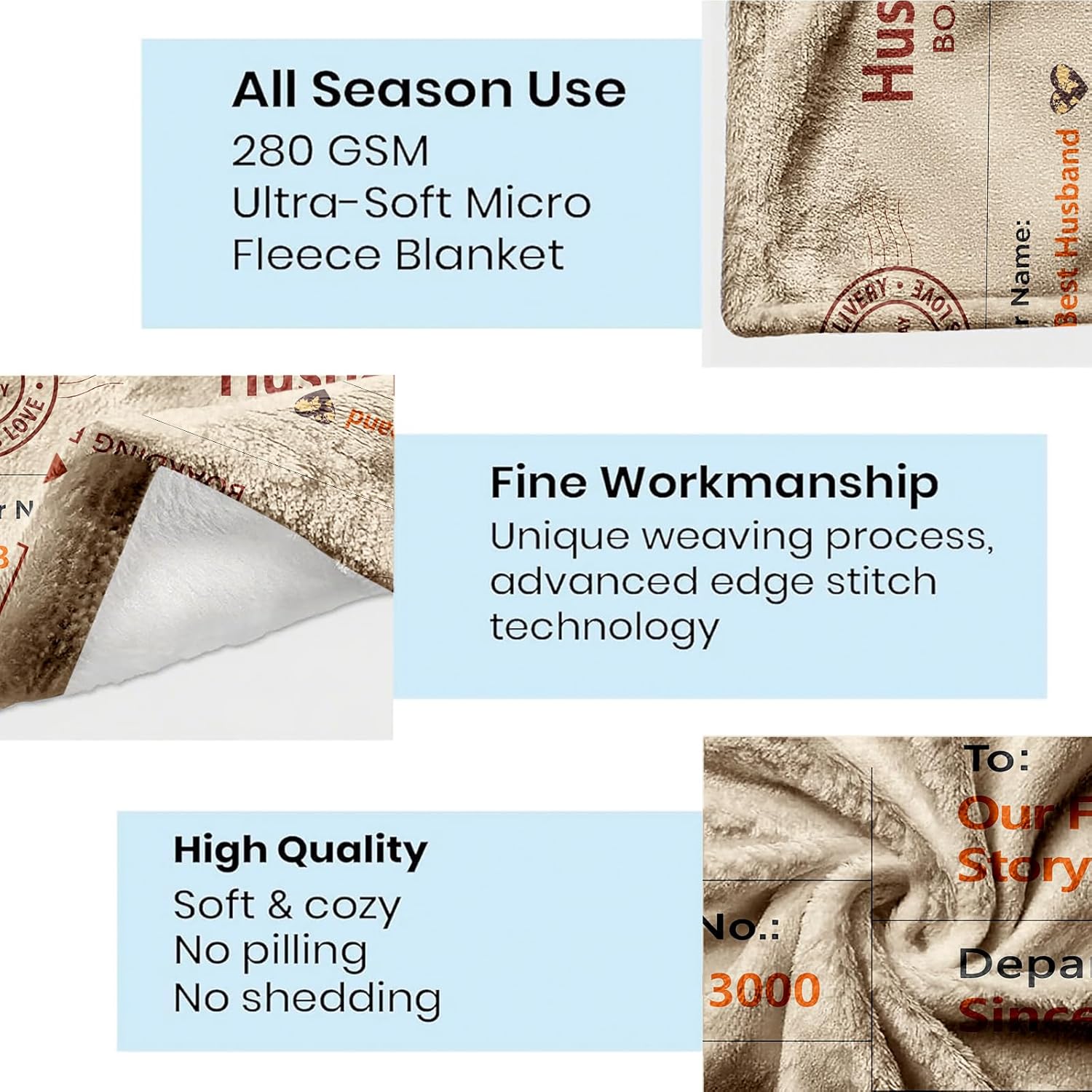 Husband Gift Throw Blanket from Wife – Romantic Sentimental Keepsake, Unique Creative Present for Anniversary, Birthday, Christmas, Valentine’s Day, Wedding Day, 50'' x 60'' - Image 7